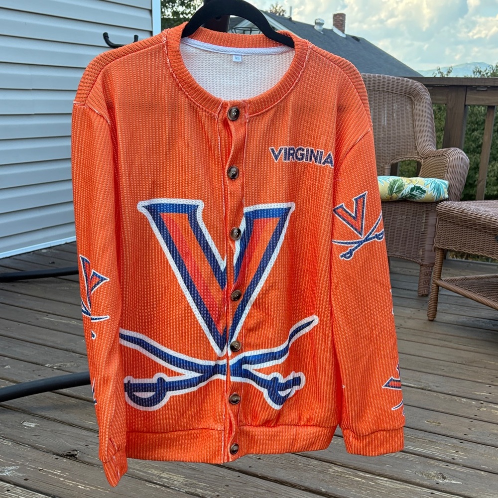 Ginia Orange Virginia Cavaliers Button-Up Cardigan Sweater